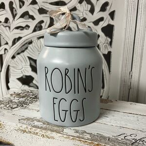 Rae Dunn Lidded Ceramic Storage Canister “Robin’s Eggs”, Blue, Spring Decor